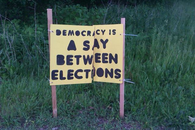 Broken Sign Democracy is